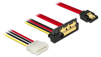 Zdjęcie produktu dla DeLOCK 85231, 0,3 m, SATA III, SATA 7-pin + Molex (4-pin), SATA 22-pin, Żeńska/Żeńska, Czarny