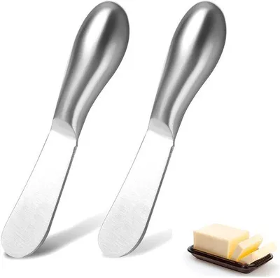 Produktbild von Ibenzoa® Set aus zwei Edelstahl-Schmiermessern für Butter, Käse und Desserts