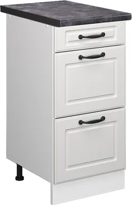 Immagine prodotto di Mobiletto base per cucina Vicco R-Line Bianco rustico 40 cm con cassetti, PL Antracite, Model 46217