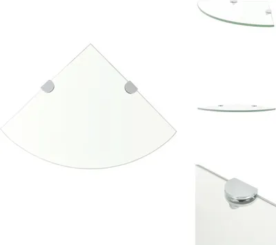Produktbild von vidaXL Eckregal mit verchromten Halterungen Glas Transparent 25 x 25 cm -  Wandregale