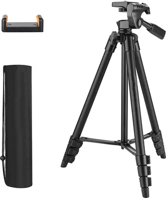 Produktbild von Tacklife Kamerastativ, Aluminium, leicht faltbar, 40cm Packmaß, 5-teilig, 136cm Höhe, 590g, Handyhalter, Tragetasche, MLT01, 24 Monate Garantie