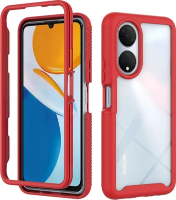Produktbild von Huawei Honor X7 Hülle, Hybrid Transparente Rückseite Robust TPU Bumper Rutschfest Stoßfest Schutzhülle für Huawei Honor X7 Rot