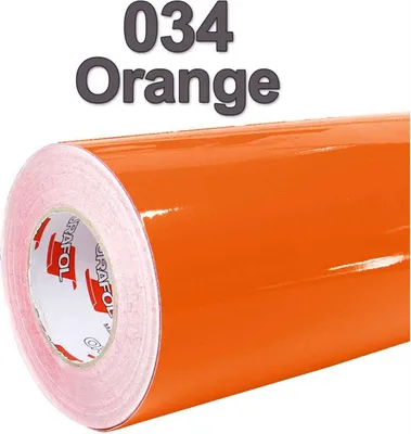 Produktbild von (5,60€/m²) Oracal® Möbelfolie 034 Orange Glanz 63 cm Breite Laufmeterware selbstklebende Folie Plotterfolie Klebe Folie Oracal 621 Küchenfolie
