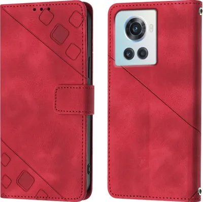 Produktbild von Hülle für OnePlus Ace 5G Prägung Flip Leder Brieftasche Schutzhülle mit Ständer Rot