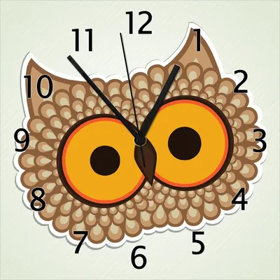 Produktbild von Wallario Design Wanduhr Lustige Comic Eule mit großen Augen aus Echtglas, Größe 30 x 30 cm