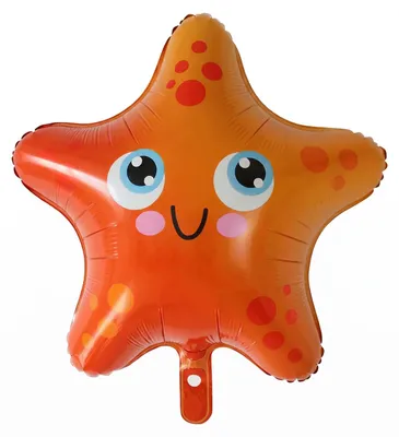 Zdjęcie produktu dla Balon foliowy w kształcie zwierzęcia, balon w kształcie rozgwiazdy, 56x56 cm, kolor pomarańczowy – dekoracja na imprezę z motywem zoo i oceanu
