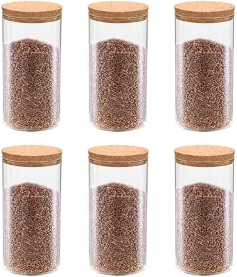 Productafbeelding van Voorraadpotten met kurkdeksel, 6 stuks, 1400 ml, glazen containers