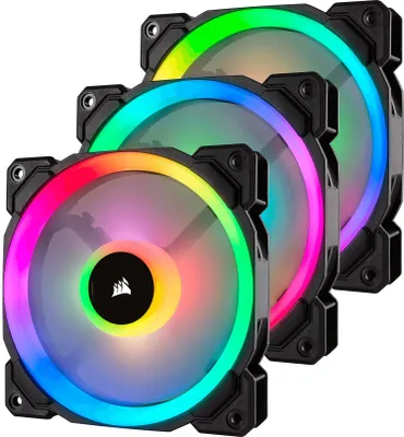 Produktbild von Corsair LL Series LL120 RGB Dual Light Loop - Gehäuselüfter - 120 mm - weiß, Blau, Gelb, Rot, grün, orange, violett - 12 cm (Packung mit 3)