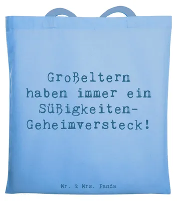Produktbild von Mr. & Mrs. Panda Shopping Tasche Spruch Großeltern Süßigkeiten - Sky Blue - Geschenk, Weihnachten, studententasche, Jubiläen, Enkelkinder, Familienmitglieder, Tote Bag