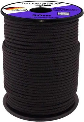 Produktbild von PP Polypropylenseil 8mm in 50m und 100m – 16-fach geflochtene Schnur in verschiedenen Farben (Schwarz, 50m)