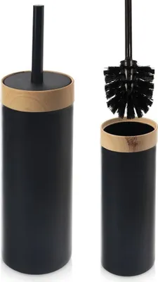 Produktbild von Toilettenbürste mit Behälter, schlichtes Design, schwarze Kunststoffbürste