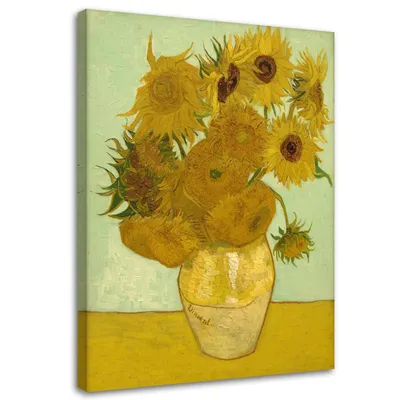 Produktbild von Leinwandbild sonnenblumen - v. van gogh reproduktion 80x120 cm Feeby gelb wandbild bereit zum aufhängen
