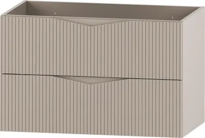 Produktbild von Badezimmer Waschbeckenschrank mit 80 cm Breite in beige mit gerillter Front, 2 Schubladen - CALURI-140