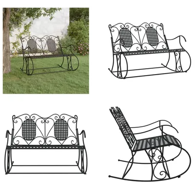 Obrázek produktu pro vidaXL Houpací lavice 2 místná 113 cm černá ocel - Houpací lavice - Houpací lavice - Lavice - Sedací lavice