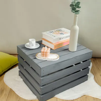 Produktbild von Creative Deco Kiste Holz Deko Holzkiste Grau - 50 x 40 x 30 cm - Geschliffen