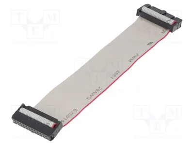Image de 1 câble plat avec connecteurs, 24 x 2 conducteurs. Câble plat : 1,27 mm. Référence : FC24300-S. Câble plat avec