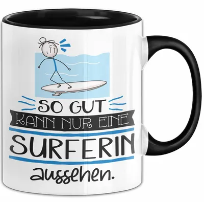 Produktbild von Surferin Geschenk Tasse So Gut Kann Nur Eine Surferin Aussehen Geschenkidee Geburtstag Weihnachten Lustig (Schwarz)