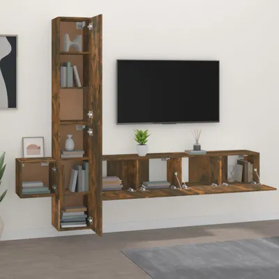 Produktbild von "2024 Cloris" 5-tlg. TV-Schrank-Set Räuchereiche Holzwerkstoff - Fernsehtisch TV-Schränke DE249734