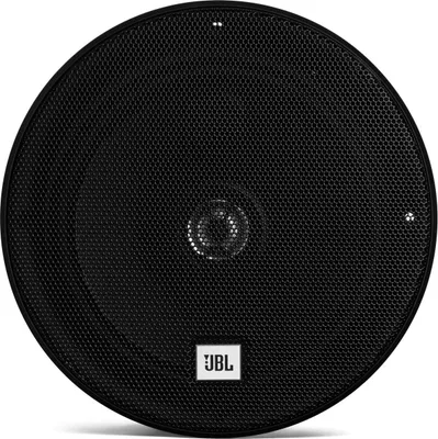 A black round speaker with a mesh grille and a JBL logo.