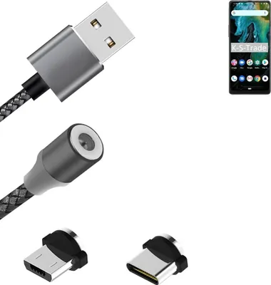 Produktbild von K-S-Trade Hochwertiges Magnet-Lade-kabel Sync-Kabel Daten-Kabel für Cubot Max 3 mit USB-Typ-C-Anschluss und Micro-USB-Anschluss 2A bis zu 480mbps