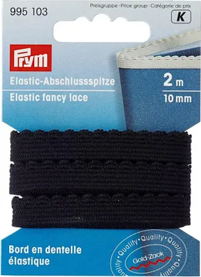 Obrázek produktu pro Pruženka s krajkou, 10 mm, černá, 2 m