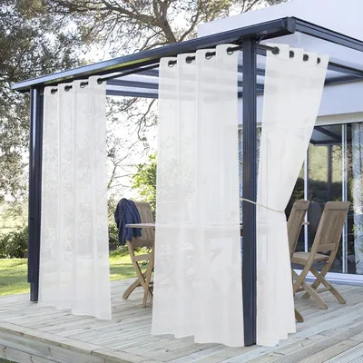 Produktbild von Wasserdichte Vorhänge - Vorhänge mit Ösen - Transparente Außenvorhänge - Verdunkelnd - 2 Stück - 137B x 243H cm