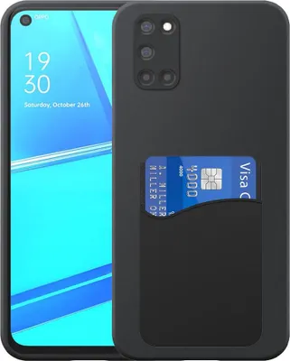 Immagine prodotto di Adatto per Oppo A52 / A72 4G Custodia del telefono con supporto per schede in silicone - Custodia posteriore flessibile in silicone TPU con slot per schede in silicone - Nero - Smartphonics