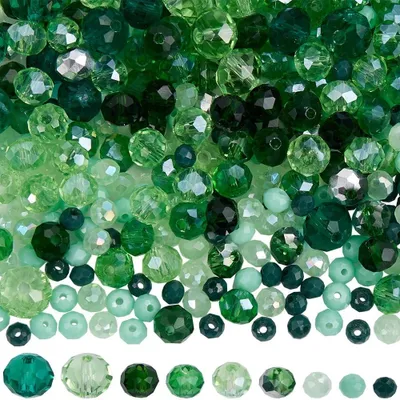 Imagen del producto de 1000 cuentas de vidrio verdes, forma redonda, para la creación de joyería artesanal