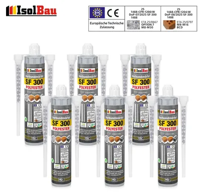 Isolbau SF 300 Verbundmörtel 6 x 300 ml + 12 x Statikmischer Injektionsmörtel Klebemörtel