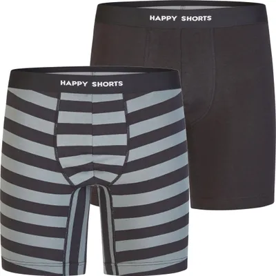 Produktbild von Happy Shorts Herren Boxer Jersey Long 2-Pack  schwarz, grau - Größe XL