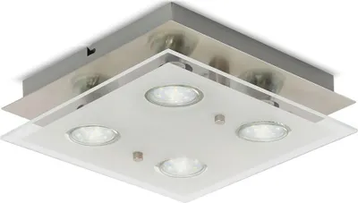 Produktbild von B.K.Licht LED Deckenleuchte Nickel matt quadratisch 25cm 4 x 3W GU10 1000lm warmweiß 3000K