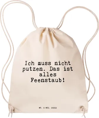 Produktbild von Mr. & Mrs. Panda Sportbeutel Ich muss nicht putzen.... - Transparent - Geschenk, Jutebeutel, gym rucksack, wander, Hausfrau, Mitbringsel, Gymbag, Sprüche, Feenstaub