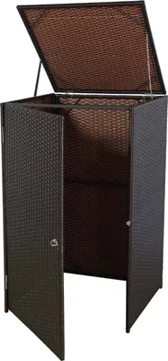Obrázek produktu pro Kryt na odpadkový koš HWC-E25, kryt na odpadkový koš, polyratan 120l  hnědý