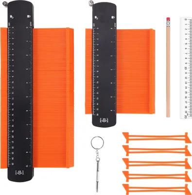 Produktbild von Konturenlehre 2 Stück rweitern Konturmessgerät 250mm und 150mm Kunststoff Kontur Duplikator Markierwerkzeuge mit Verriegelungsmechanismus für unregelmäßige Konturen Präzise Messung