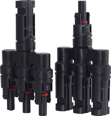Produktbild von T Solarstecker Verteiler Buchse für MC4 Solarpanel Adapter Paar Solarkabel +/- 3-Fach Verbinder Photovoltaik