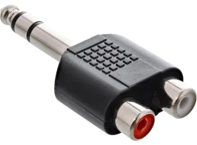 Produktbild von InLine Audio Adapter, 6,3mm Klinke Stecker auf 2x Cinch Buchse, Stereo, 6.3mm jack male, 2x RCA F, Schwarz