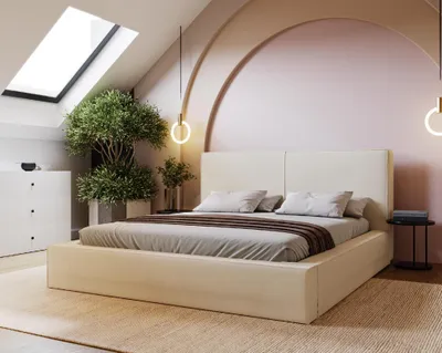 Obrázok produktu pre ADIDAR Theo čalúnená posteľ 180x200cm manželská posteľ kovový rám s hydraulickými zdvihákmi úložná posteľ krémová Amor Velvet 4323