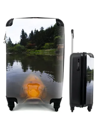 Produktbild von MuchoWow® Koffer Handgepäck Trolley Rollkoffer Kleine Reisekoffer mit 4 Rollen - Ein riesiger Koi-Karpfen im Wasser - Cabin Size < 55x40x23 cm & 55x40x20 cm - Fotokoffer - Kabinenkoffer - Boardgepäck - Reise-Box - Reisekoffer - Reisegepäck - Koffer mit Bild - Trolley für Kinder
