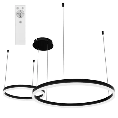 Zdjęcie produktu dla XUDO lampa wisząca 2-krotny pierścień czarny, designerska lampa wisząca 36W, ściemnialna do loftu i jadalni