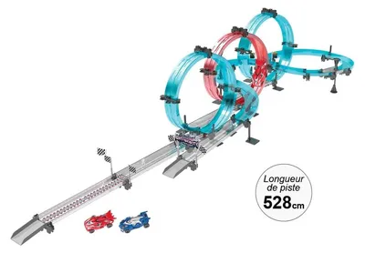 Image de 1001Jouets Circuit de Course à Construire - 528 cm de Piste, 2 Voitures à Friction - 78 Pièces
