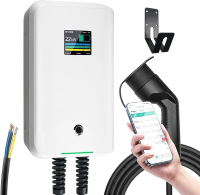 Immagine prodotto di Stazione di ricarica per veicoli elettrici, wallbox da 22 kW, trifase, da 6-32A, con app e cavo di tipo 2