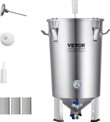 Obrázok produktu pre VEVOR systém na varenie piva Pivovar z nehrdzavejúcej ocele 30 litrový pivný fermentor, pivovarský fermentor na varenie piva, domáce pivovarnícke príslušenstvo so základňou, kanvicou na polievku vrátane veka, rukoväte, ventilu, kohútika