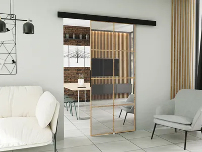 Produktbild von KIER FURNITURE Schiebetür Komplettset SOFI  70, Schiebetür, Sliding Door, Innentüren Komplettset,Universal Tür, Türblatt Innen Craft Eiche Gold 76x205x1,6 cm