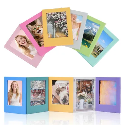 Image de Cadres magnétiques pour photos - Lot de 12 pour réfrigérateur - Pour photos de 8,38 x 5,33 cm - Dimensions du cadre : 6,35 x 8,89 cm - Couleurs variées