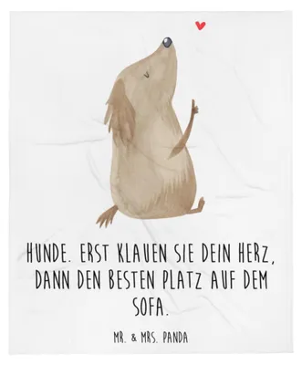 Produktbild von Mr. & Mrs. Panda Tagesdecke Hund Liebe - Weiß - Geschenk, Sofadecke, Sprüche, Herz, Bettdecke, Plaid, Hunde, Schlafdecke, Decke
