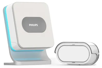 Produktbild von Philips Kabellose Türglocke DES7500DCH/10, Grau, Weiß, IP65, Kabellos, 433 MHz, 300 m, AC, Akku