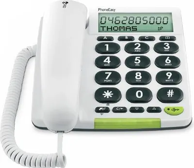 Produktbild von Doro 312cs, Analoges Telefon, Kabelgebundenes Mobilteil, Freisprecheinrichtung, 30 Eintragungen, Anrufer-Identifikation, Weiß