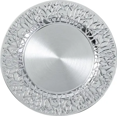Produktbild von Dekoteller 33cm Kunststoff Zweige - Silber metallic