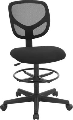 Obrázok produktu pre Kancelárska stolička SONGMICS otočná stolička do 120 kg s nastaviteľným krúžkom na nohy ergonomická pomôcka na státie výškovo nastaviteľná pracovná stolička čierna OBN15BK