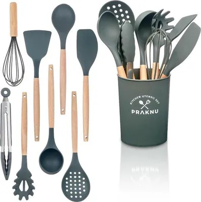 Produktbild von Famanu Küchengeräteset - 8 Kochaccessoires mit hitzebeständigem Silikongriff